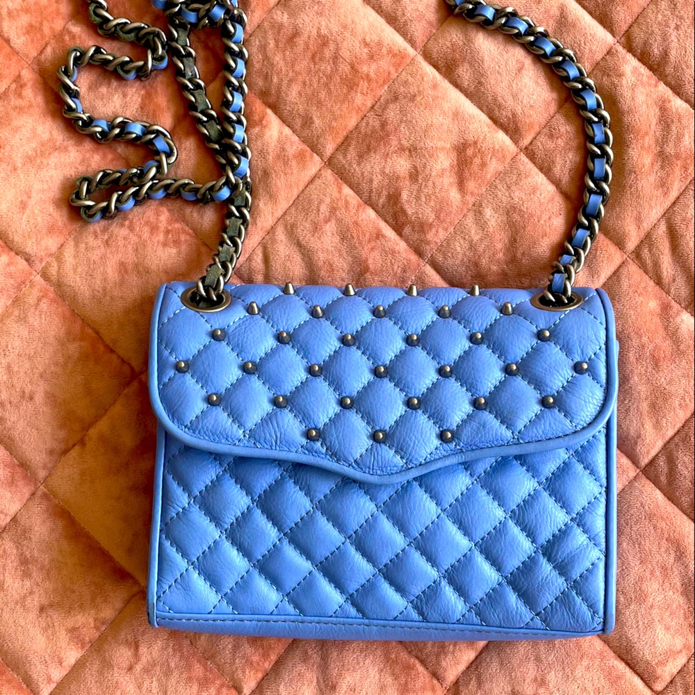 Rebecca Minkoff Blue Quilted Studded Crossbody Leather Bag